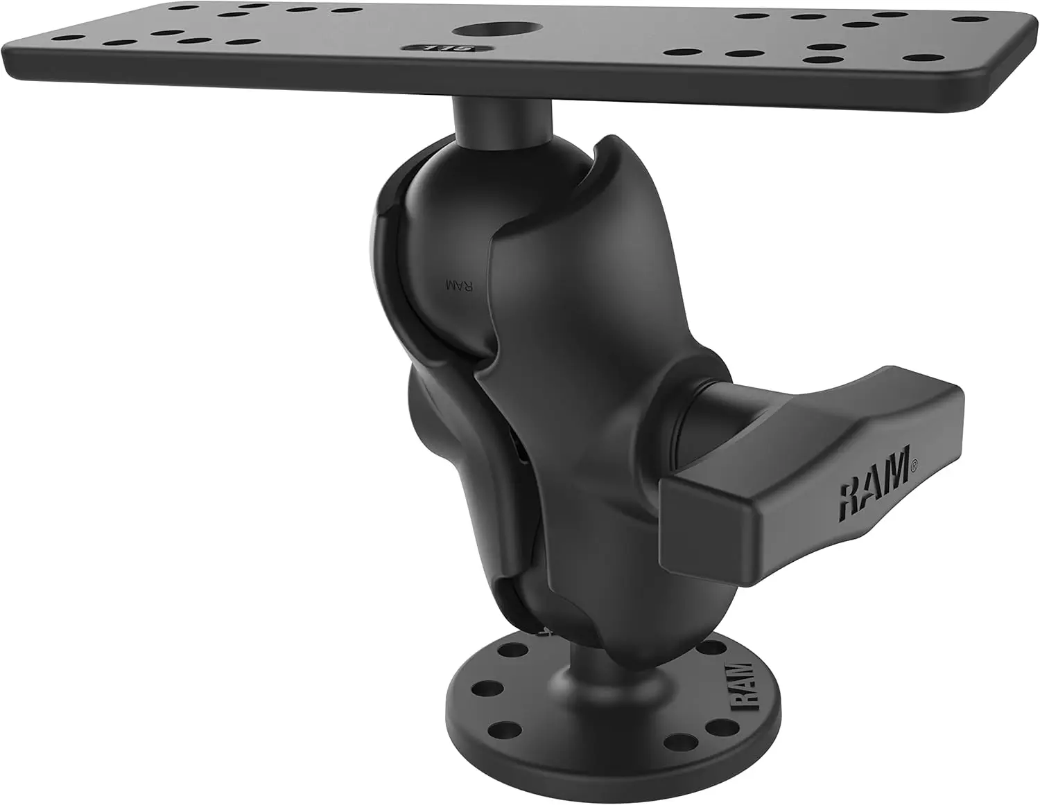 

Marine Electronics Mount, C Size 1.5" Ball with Short Arm, Drill-Down Mount for Fish Finders & Chartplotters, 6.25" x 2" Plate