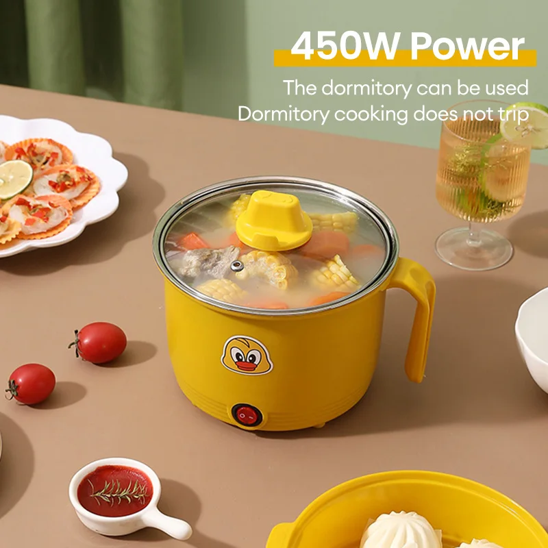 1.8L Multifunctional Electric Pot Cooker Frying Pan Little Yellow Duck Multifunction Electric Cooker For Home