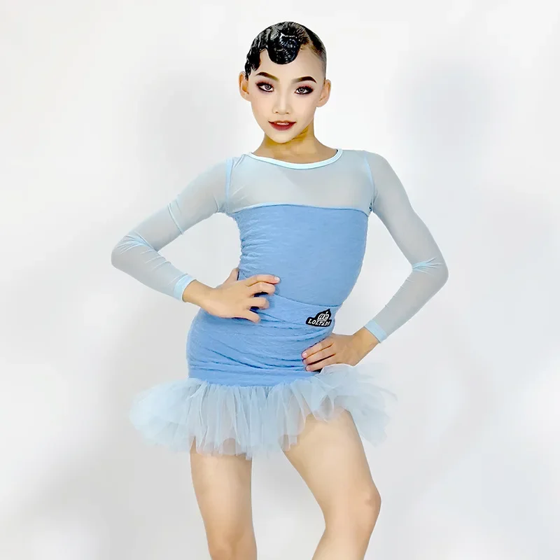 

Autumn and Winter Girls' Latin Dance Practice Dress, Children's Performance Set, Advanced Competition Dress, Dance Hall Dress