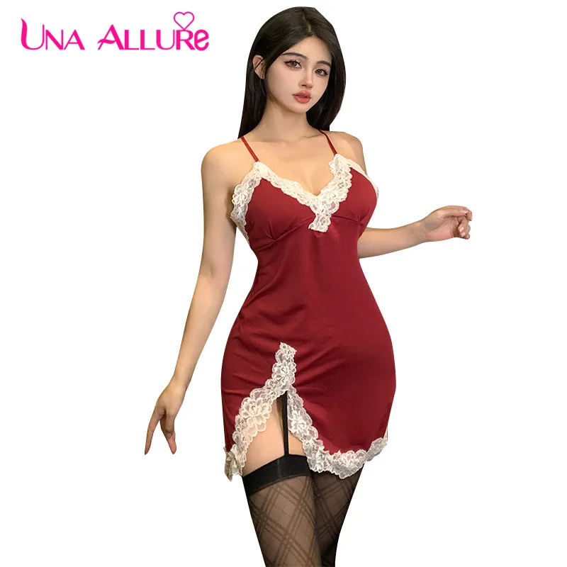 

Red Velvet Women Nightdress Sexy Lace Bow Lingerie Adult Slip Dress Sexy Sleep Dress Underwear Sets Ladies Erotic Outfits