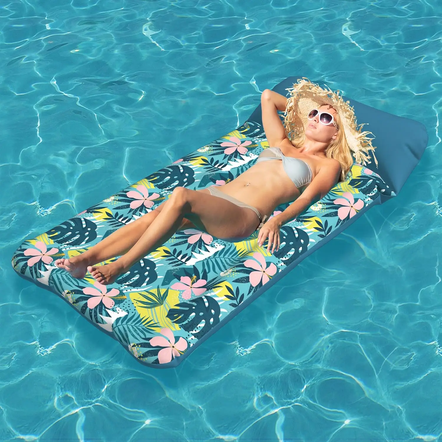 

Oversized Pool Float Lounge Fabric-Cove 73" x 39", Inflatable Tanning Pool floaties for Adults, Pool Raft Lounger and Pool