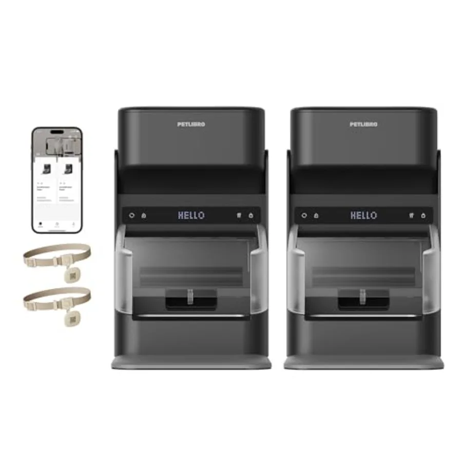 

RFID Cat Feeders for 2 Cats with Collar Sensor for Personalized Meals Color-Identified Diet Tracking and Anti-Stealing in Multi