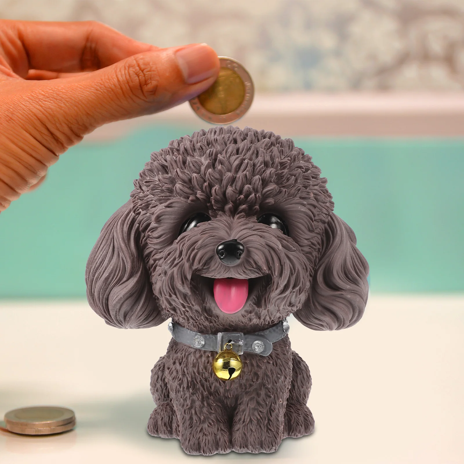 กระปุกออมสินรูปสุนัขการ์ตูน ความจุขนาดใหญ่ กระปุกใส่เหรียญสำหรับเด็ก วัสดุไวนิล ของตกแต่งโต๊ะทำงาน ของขวัญสำหรับเด็ก