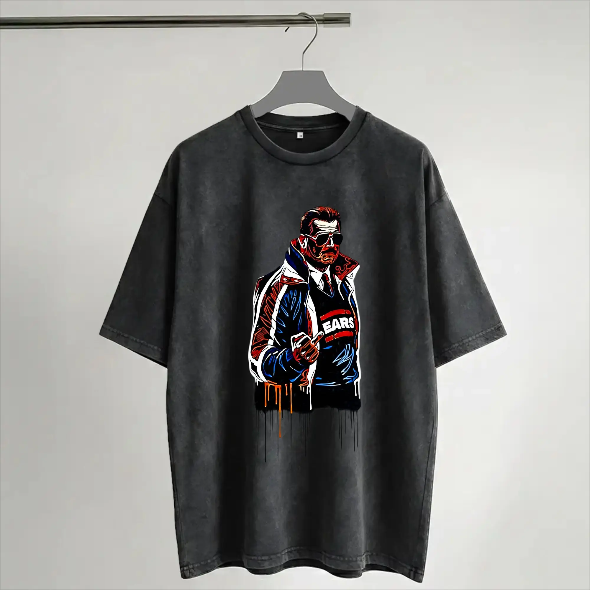 Harajuku Washed Shirt RIP Mike Ditka  Outfit Novelty T Shirt High Street  Streetwear Short Sleeve Summer Tee Shirt