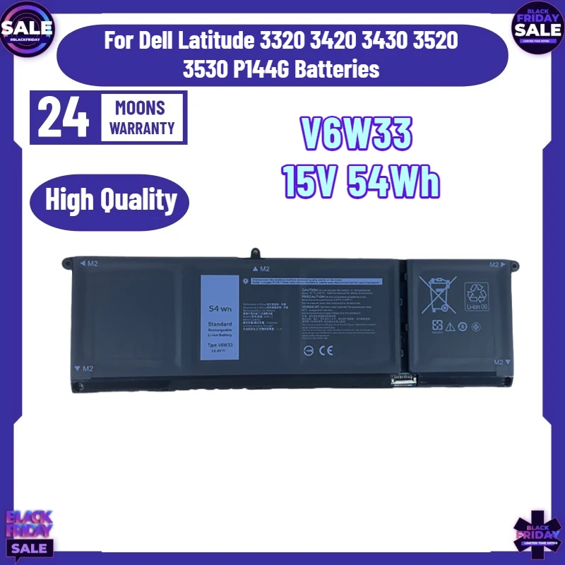

V6W33 15V 54Wh Laptop Battery for Dell Latitude 3320 3420 3430 3520 3530 P144G Batteries