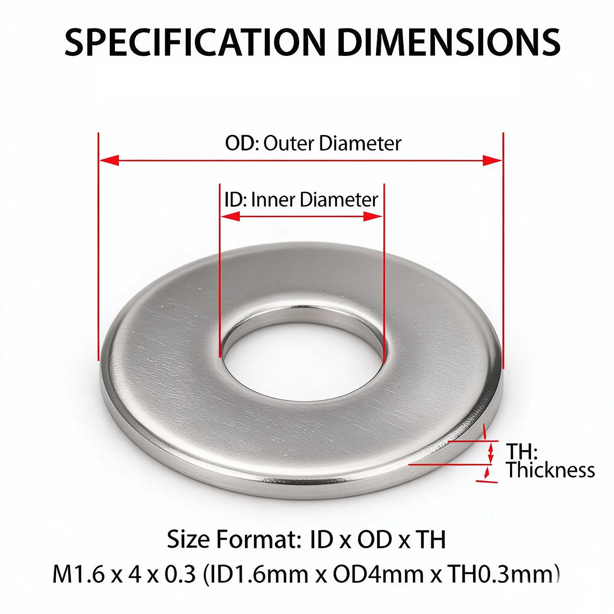 304 Stainless Steel DIN125 Flat Washers O Ring M1.6 M2 M2.5 M3 M3.5 M4 M5 M6 M8 M10-M52 Metal Gasket Meson Sealing Plain Washers