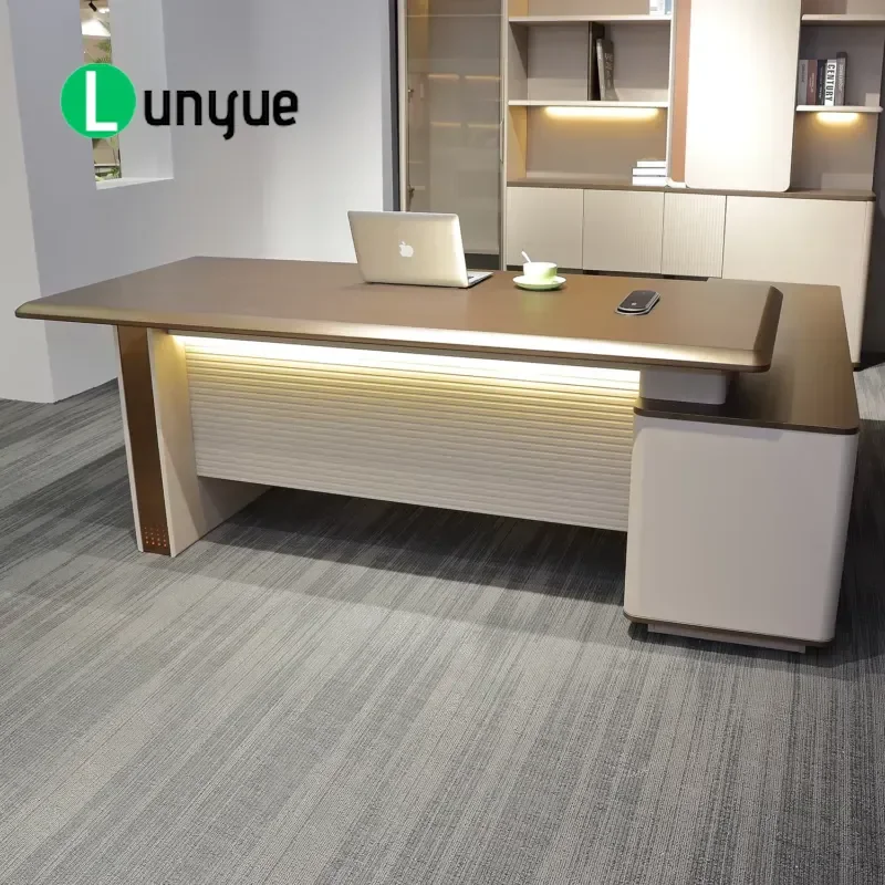 Luxury Modern L-Shaped Executive Desk Wooden Boss Office Furniture Manager Table for Home Business Workspace Durable Stylish
