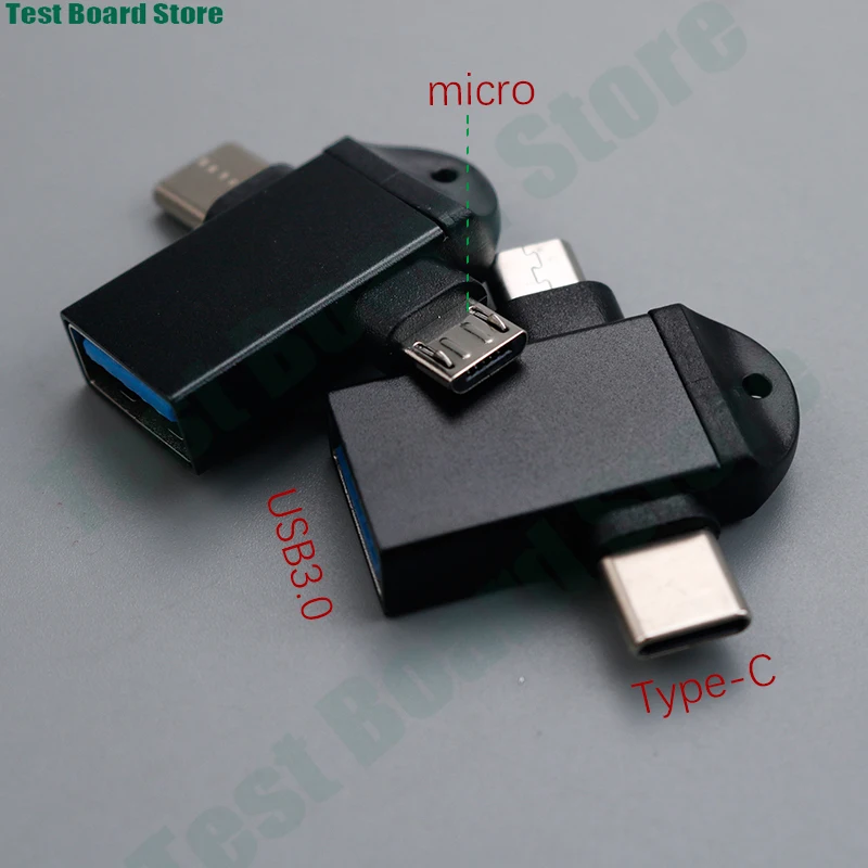 1Pce Type-C 2-in-1 USB Converter OTG Mini USB 3.0 Micro Adapter Mobile USB Drive with Hanging Rope Compact Portable Adapter