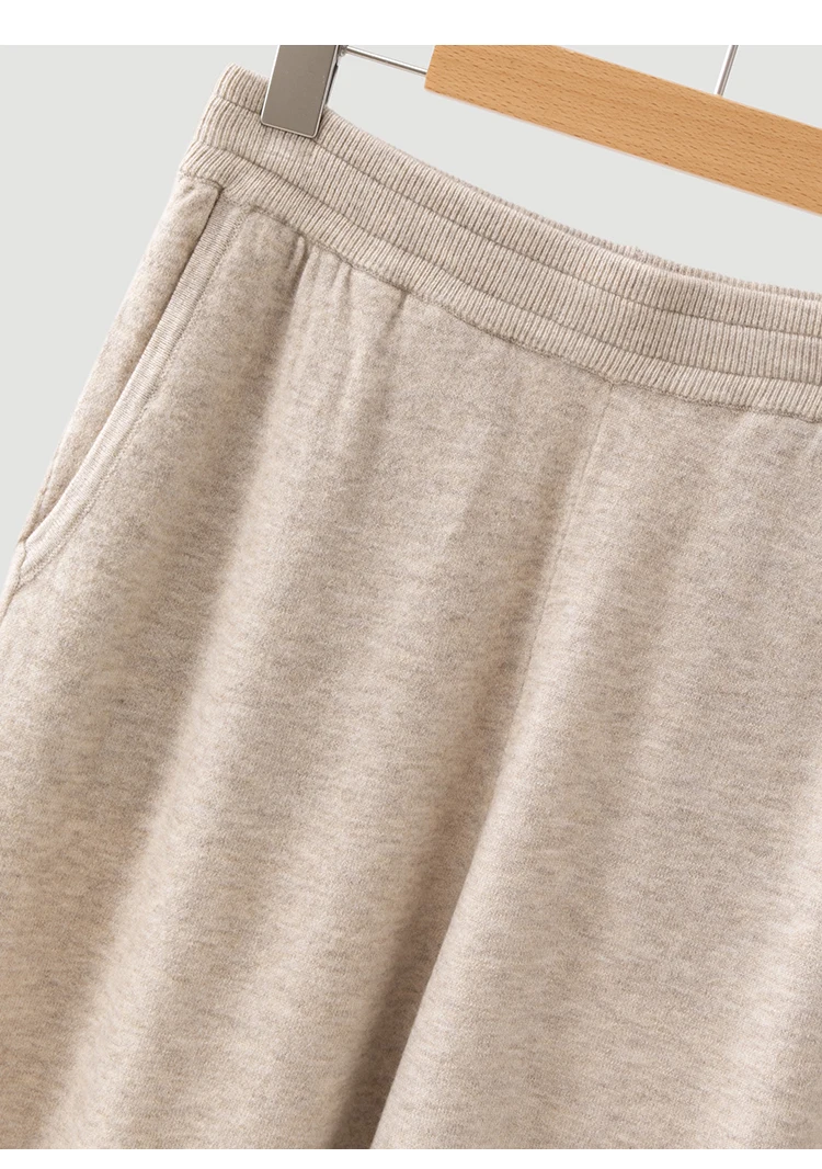 MZ62127 Damen Minimalistische Strick-Jogginghose mit Hoher Taille, Elastisch, Schmal Geschnitten, Weiche Modal-Mischung, Freizeithose für Herbst und Winter – Detail 14