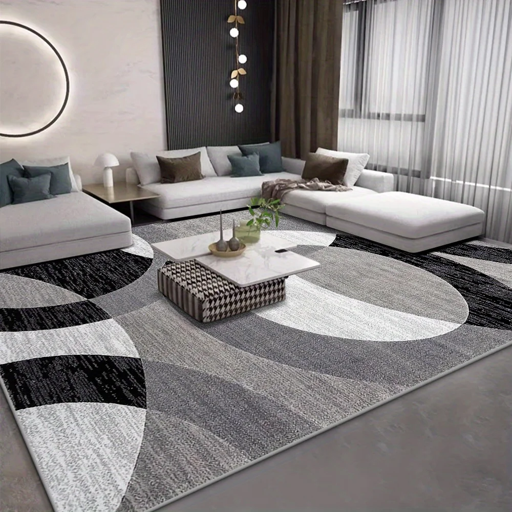 Abstract Geometric Pattern Living Room Floor Sofa Coffee Table Bohemian Style Mat - Soft Non-Slip and Machine Washable