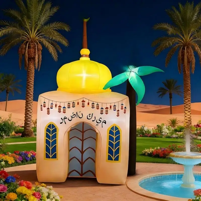 

2.4M/7.8FT Inflatable Model Muslim Ramadan Festival Holiday Eid Style Architecture DIY Yard LED Light Ornament Outdoor Decor