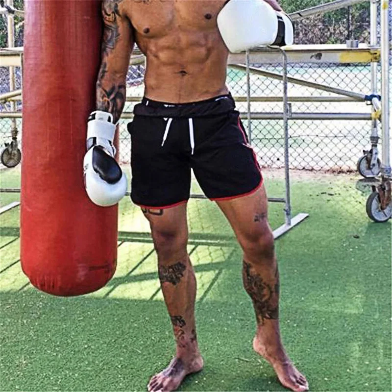 Mens Comfortable Running Shorts Polyester Mesh Breathable Drawstring Gym Workout Shorts Fitness Bodybuilding Jogging Beach Pants