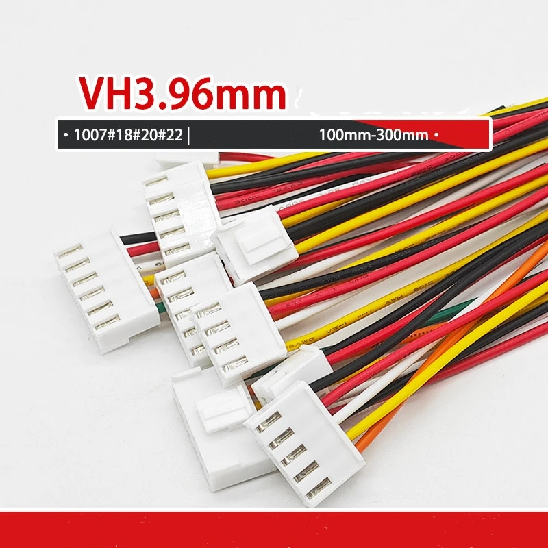 10PCS VH3.96 Pitch Single and Double head same and opposite direction terminals 2P3P4P5P6P color electronic connection line 1007