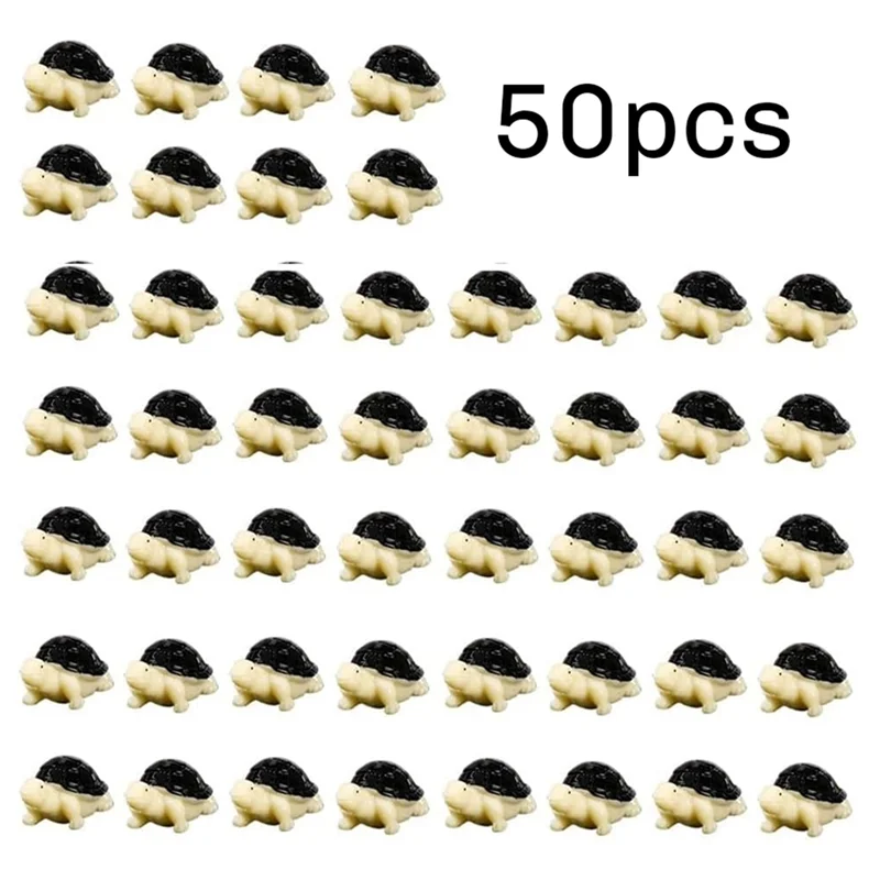 

A89Q-Box Of 50 Mini Tortoise Statuettes, Compact Resin Wild Animal Miniature Figurines