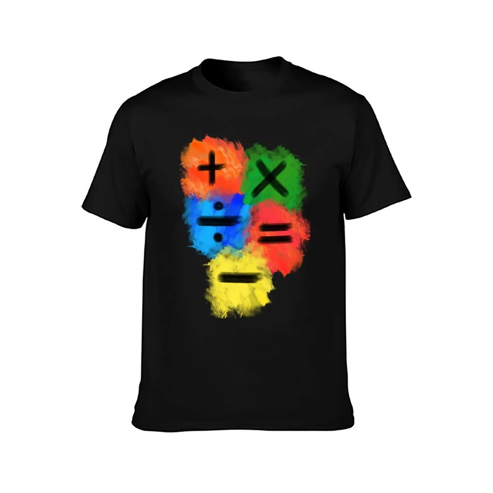 Math Symbols subtract equals plus divide multiply colored full T-Shirt All Weather Casual Short Sleeve