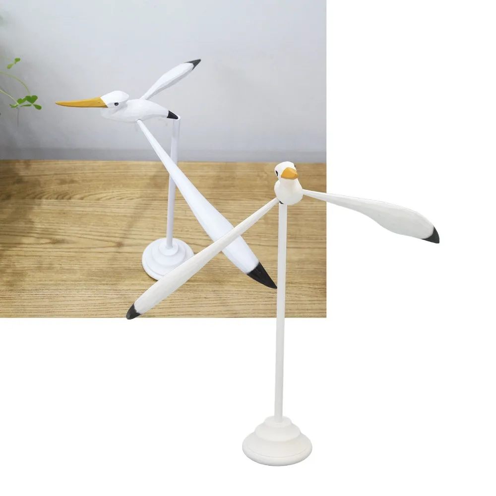 5pcs White Seagull Statue Wood Stable Base Balancing Seabird Figurine Decorative Desktop Ornament Nautical Sculpture For Patio