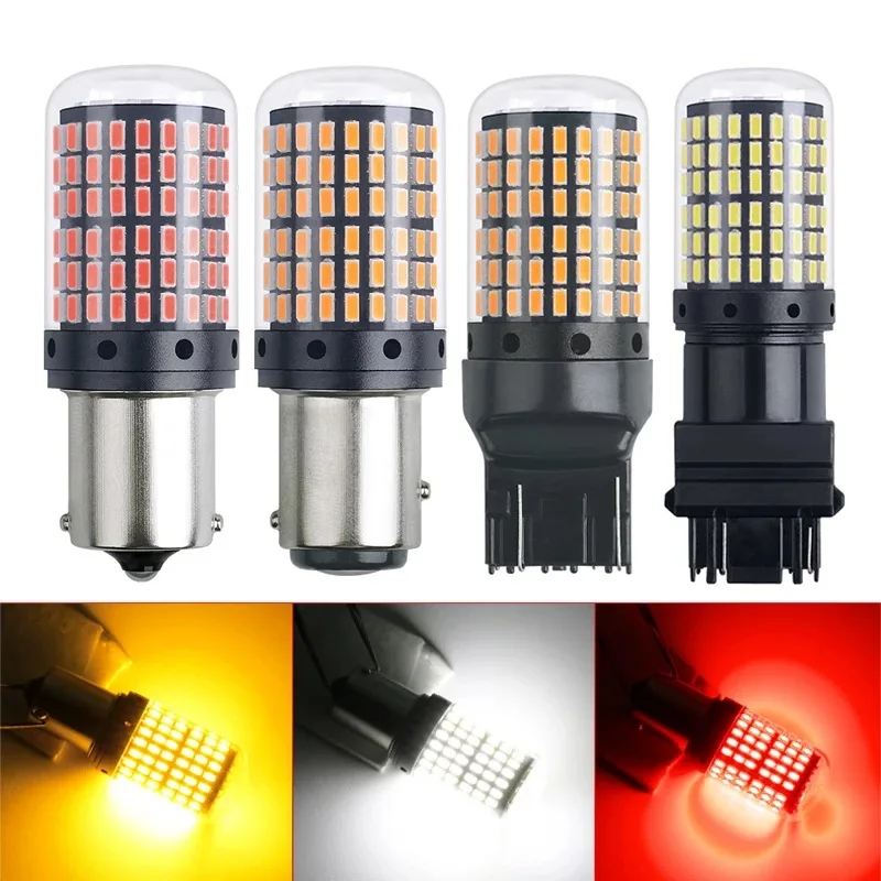 2pcs 1156 BA15S P21W BAU15S PY21W 7440 W21W P21/5W 1157 BAY15D 7443 7440 LED Bulbs 144smd CanBus Lamp Reverse Turn Signal Light