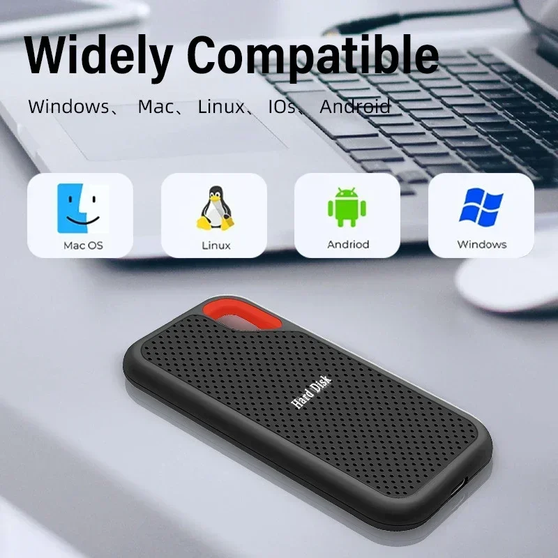 محرك الأقراص الصلبة الخارجي 1 تيرا بايت SSD محمول 4 تيرا بايت محرك الأقراص الصلبة الخارجي USB 3.2/Type-C قرص صلب تخزين عالي السرعة للكمبيوتر/Mac/الهاتف