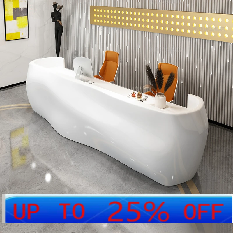 

CX company beauty salon counter fiberglass cashier table modern curved bar counter
