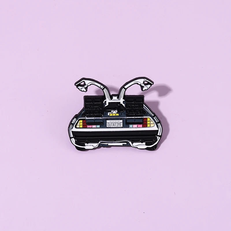 Back to the Future Anime Enamel Lapel Pin Futuramas Cars Brooches Collection Badge Backpack Collar Movie Jewelry Kids For Gifts