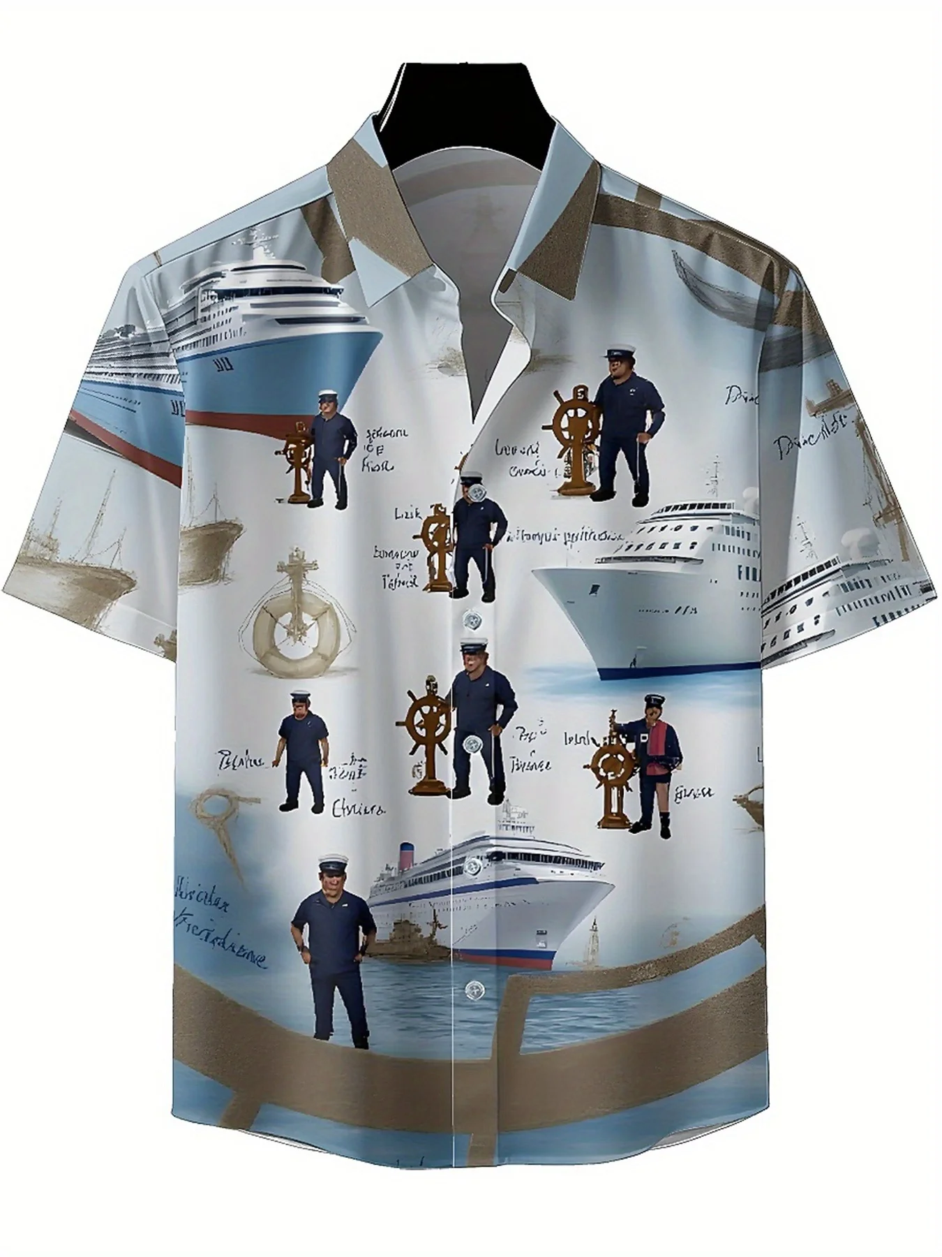 Men's Plus Size Hawaiian Shirts Navigation Adventure Pattern,Premium Comfort Youth Clothes,Y2K Tops