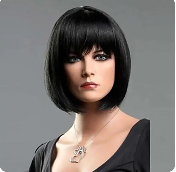 Synthetic Hair Black Red Mixed Short Straight Bob Wig for Women