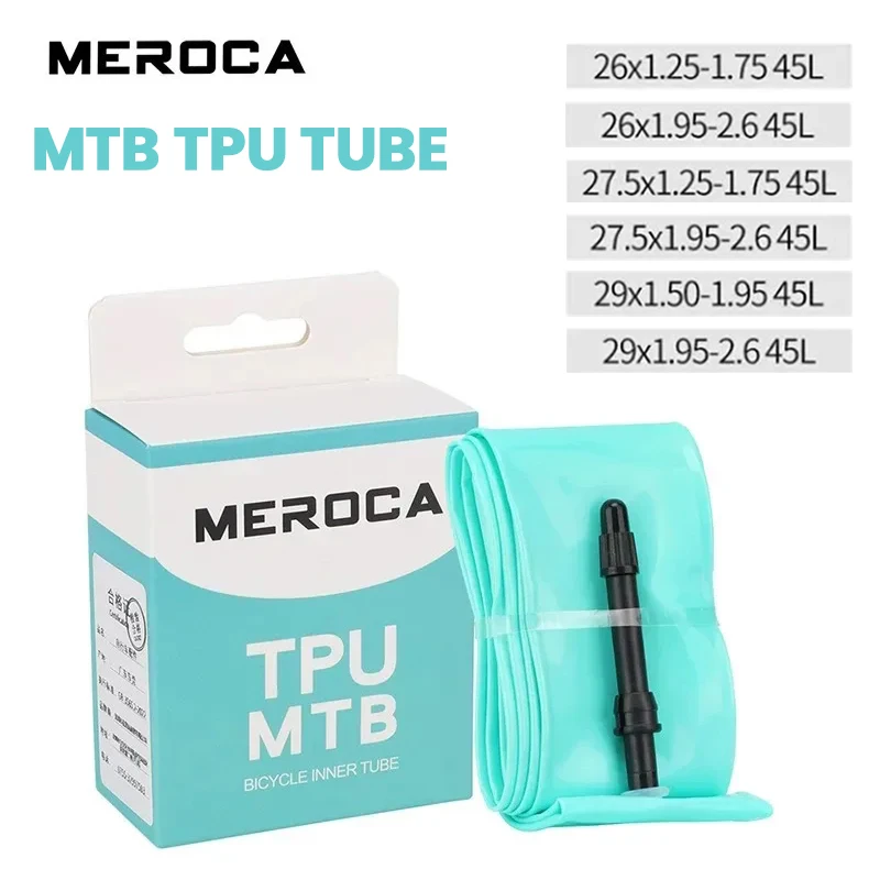 Cámara de aire de TPU para bicicleta MEROCA MTB 26 27.5 29 pulgadas, neumático interior de 45 mm Presta para bicicleta de montaña, cámara de aire ultraligera de TPU, pieza para ciclismo.