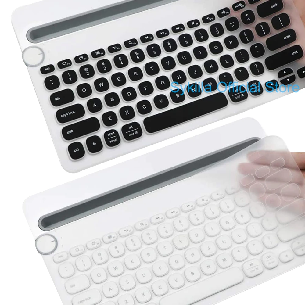 K480 Keyboard Cover for Logitech K480 for Logi Wireless Transparent Clear Black Film Silicone Case Slim Thin English