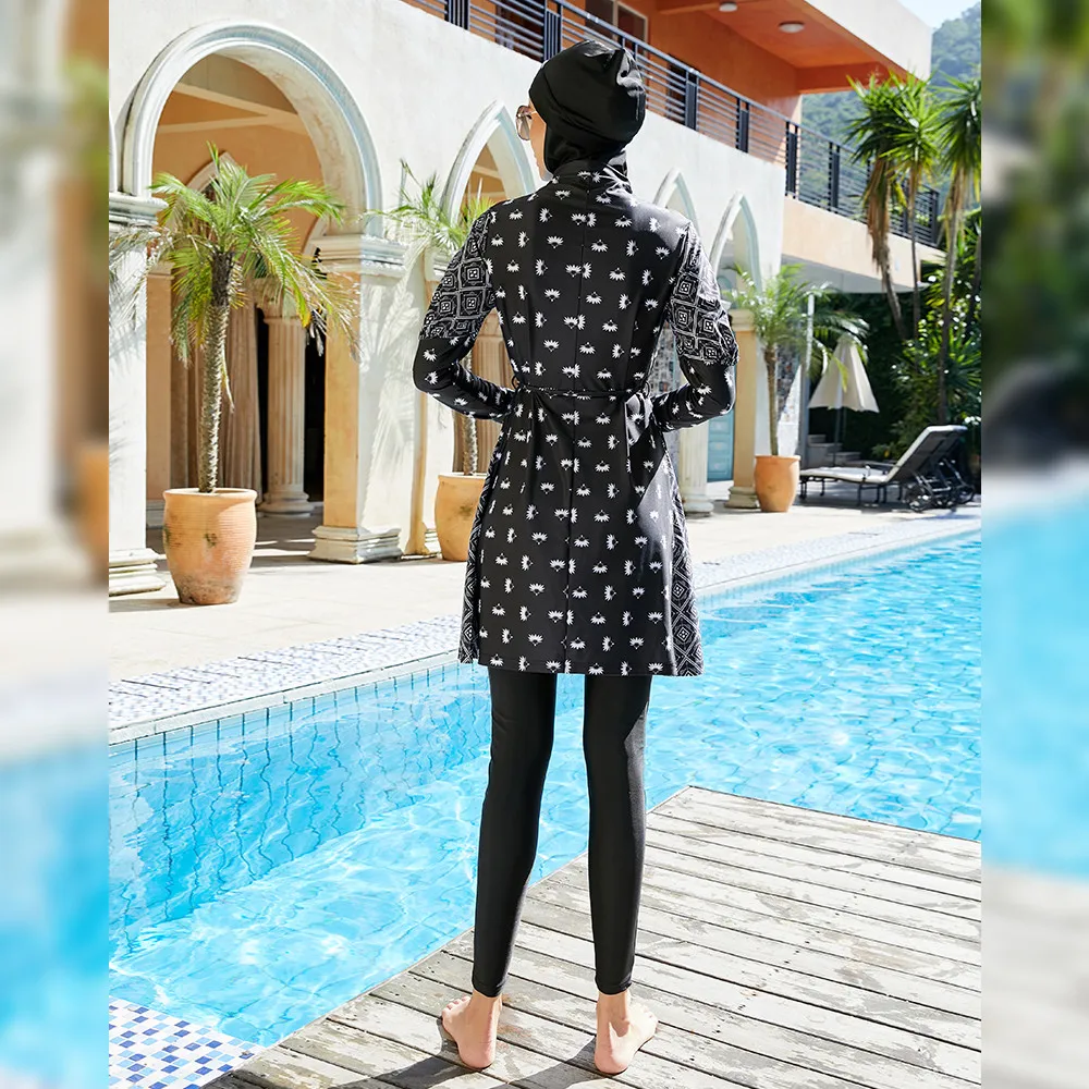 Modest Burkini Women Muslim Full Cover Long Sleeve Hijabs Swimwear 3 Pieces Set Islamic Swimsuit Swimming Costumes Bathing Suits