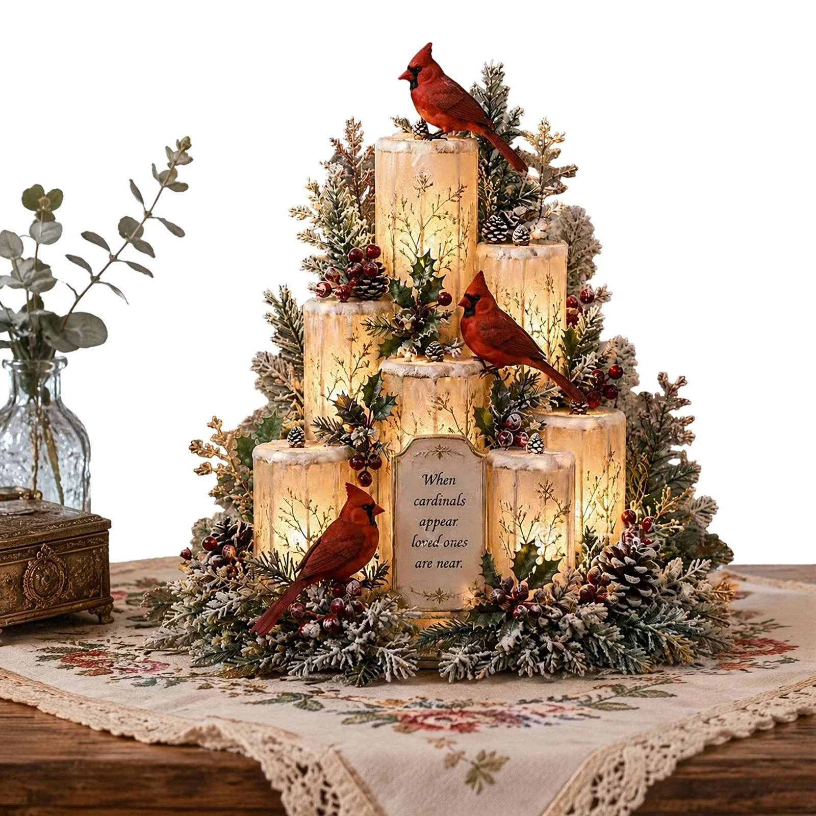 Cardinal Memorial LED Bird Figurine Warm Glow Sympathy Gift for Mom Grandma Women Bird Lover Shelf