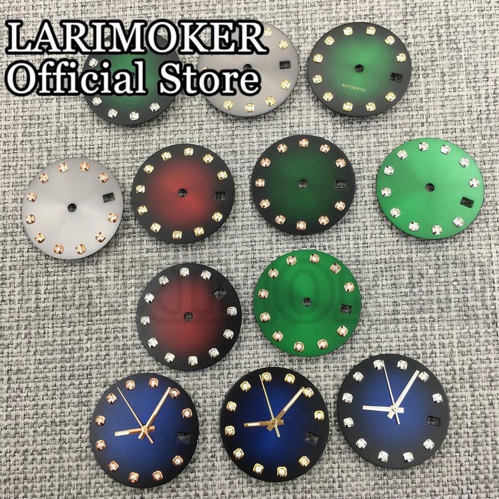 LARIMOKER Watch Parts 29mm Dial Rose Gold Silver Diamond Index Matching Hands Set Suitable for NH35 NH36 Automatic Movement