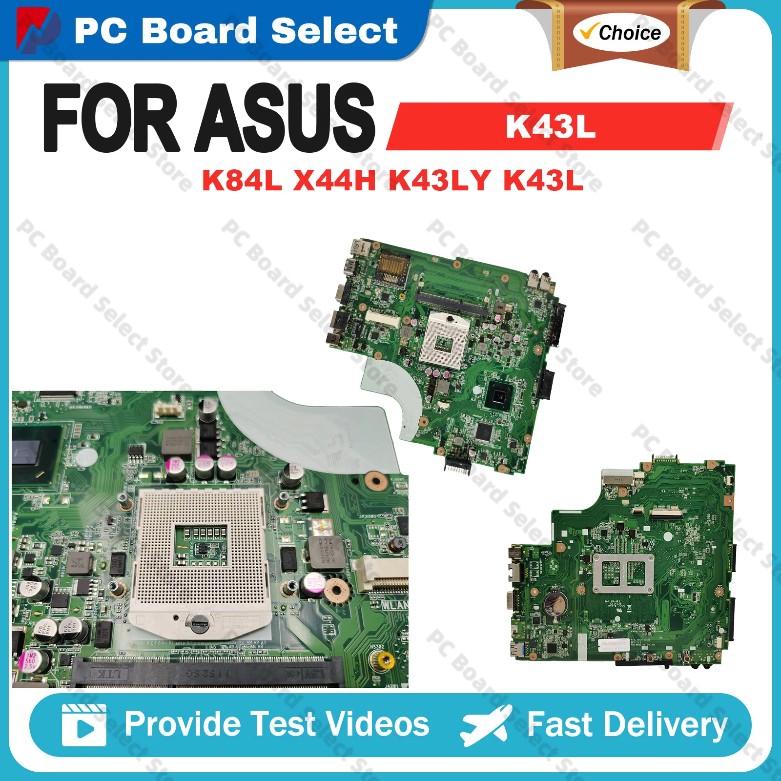 K43L Laptop Motherboard For ASUS K43LY K43LK84L K84LY K84HR X44H Notebook Mainboard With CPU 100% Tests OK fast shipping