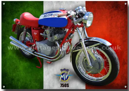 1e,MV AGUSTA 750S MOTORCYCLE METAL SIGN,VINTAGE ITALIAN MOTORCYCLES.