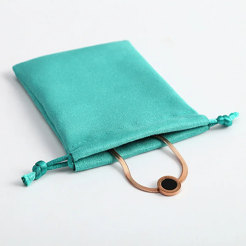 

10Pcs/Lot 5×7cm 7×9cm 8×10cm 9×12cm Mint Green Suede Bags Jewelry Packing Display Drawstring Pouches Can Print Logo