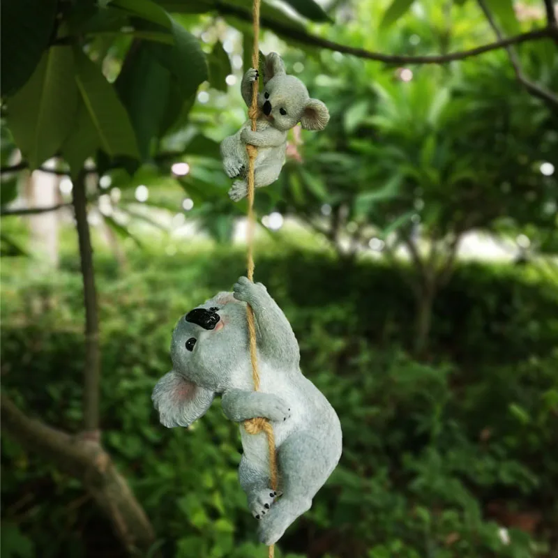 사랑스러운 송진 스윙 코알라 곰 입상-요정 정원 장식 및 야외 나무 걸이 장식에 적합, 1 개!