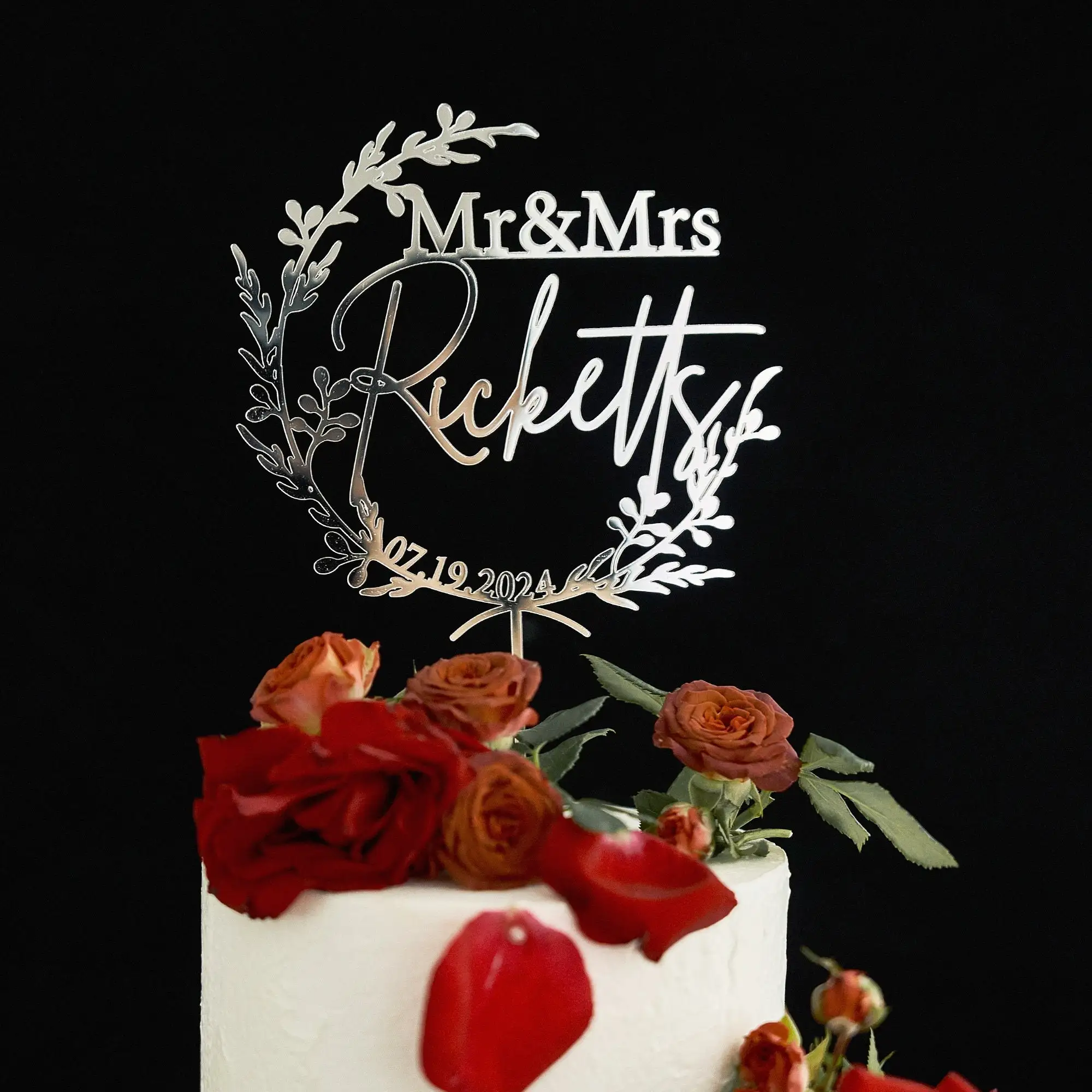 Topper per torta d'oro per matrimonio, topper per torta personalizzato, topper per torta nuziale rustica, topper per torta Mr Mrs personalizzato, torta per l'anniversario