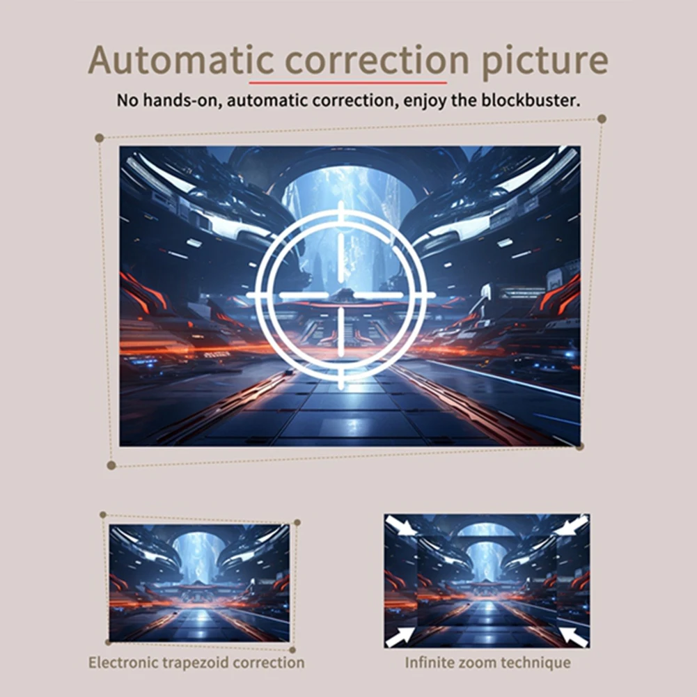 DT77 4K Portable Mini Projector Built-in Speaker 1280x720P WiFi6 BT5.0 Android System Auto Focus for Home Theater EU Plug