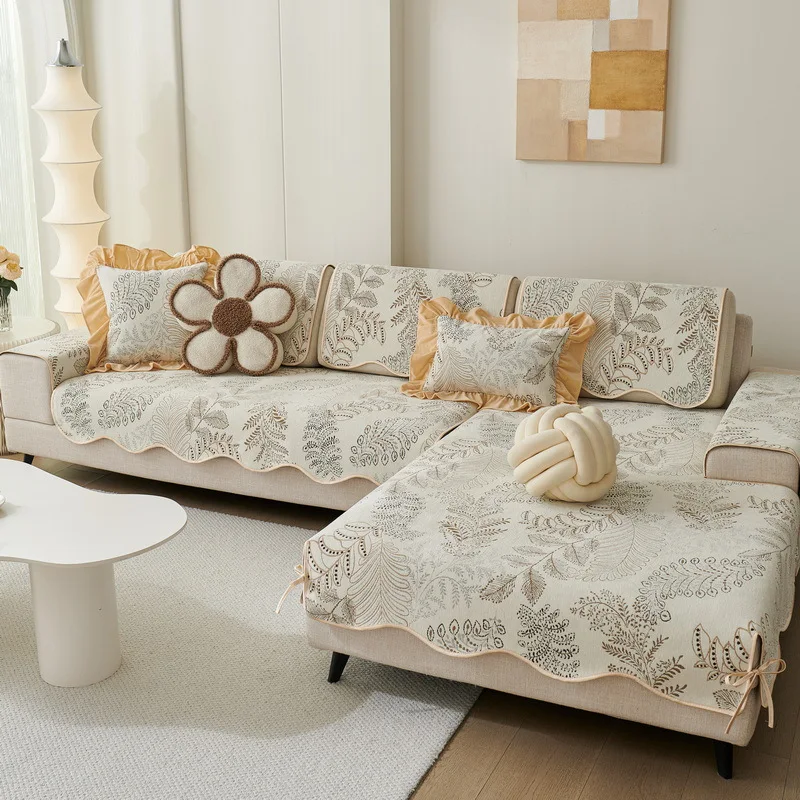 

2025 Living Room Sofas Cover Non-slip Jacquard Chenille Sofa Cushion Couch Covers Mat Universal Slipcover L-type Sofa Cushion