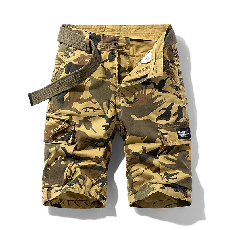 Pantalones cortos de camuflaje táctico para hombre, Shorts de carga militar, de algodón, holgados e informales, color caqui, novedad de verano, 2022