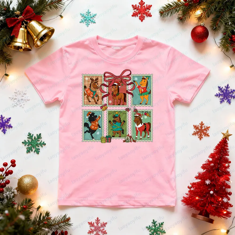 Horse Lover Christmas Shirt Merry Horsemas TShirt Horse Farmer Xmas T-Shirt Animal Christmas Tee Men Women Fashion Casual Tops