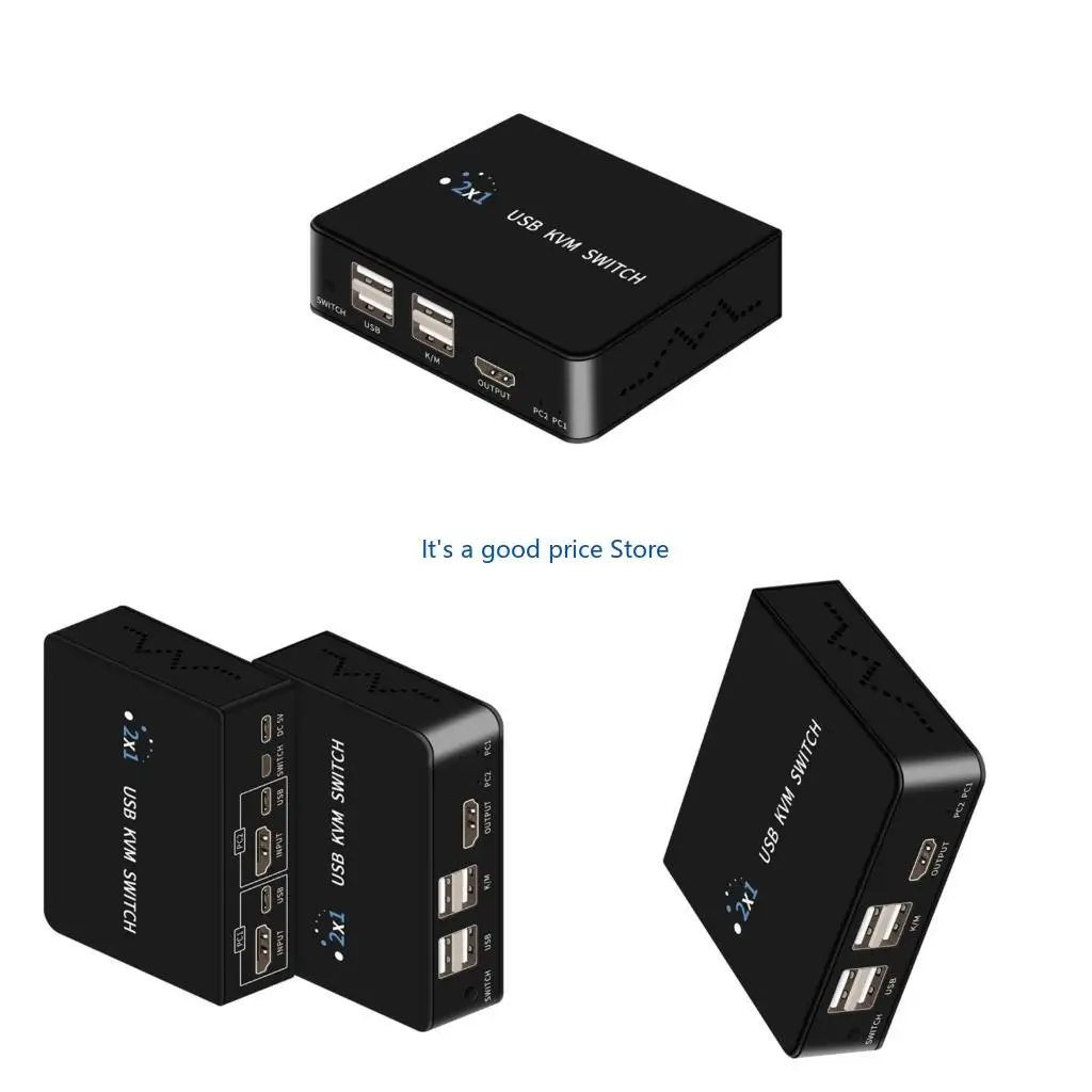 

HDTV KVM Switcher 2 Input 1 Output 4K 60Hz USB Keyboard Mouse Sharing Selector