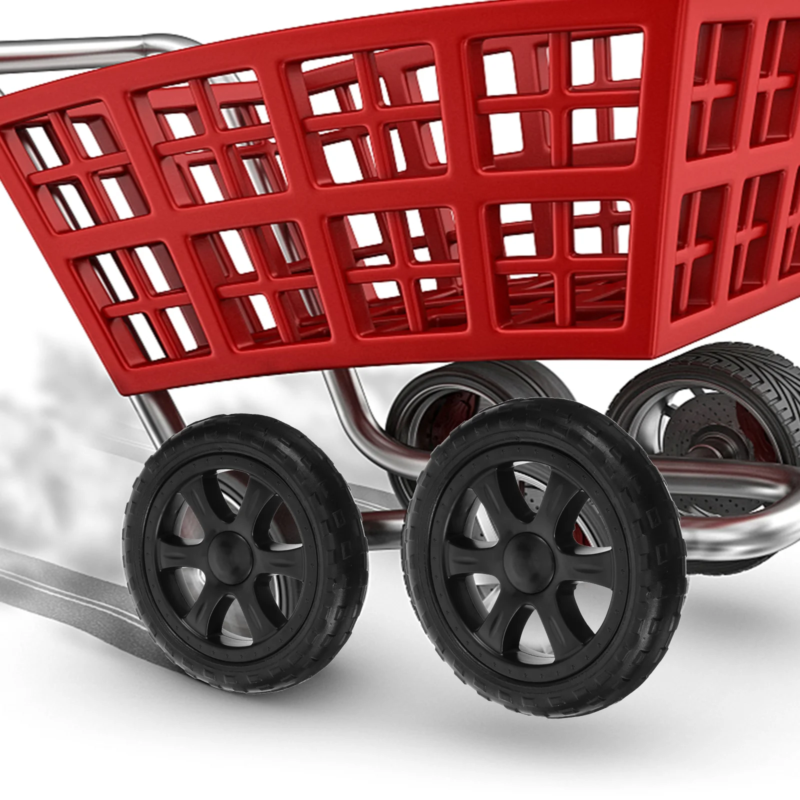 2 Pcs Two Wheeler Shopping Cart Wheels Baby Wheeled Automatic Plastic Inflatable Diapers Laundry