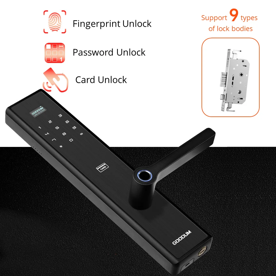 

Smart Fingerprint Lock Automatic Anti-lock Password IC Card Metal Keyless Electronic Door Lock For Apartment Room Home Hotel