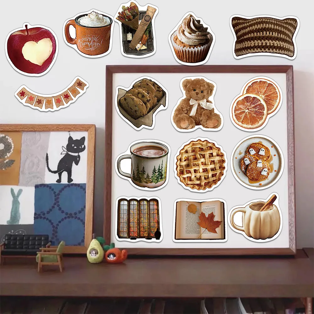 53枚のクリエイティブな秋のインスタイルステッカー、文房具、コンピューター、冷蔵庫、電話ケース、美的で個性的なステッカー