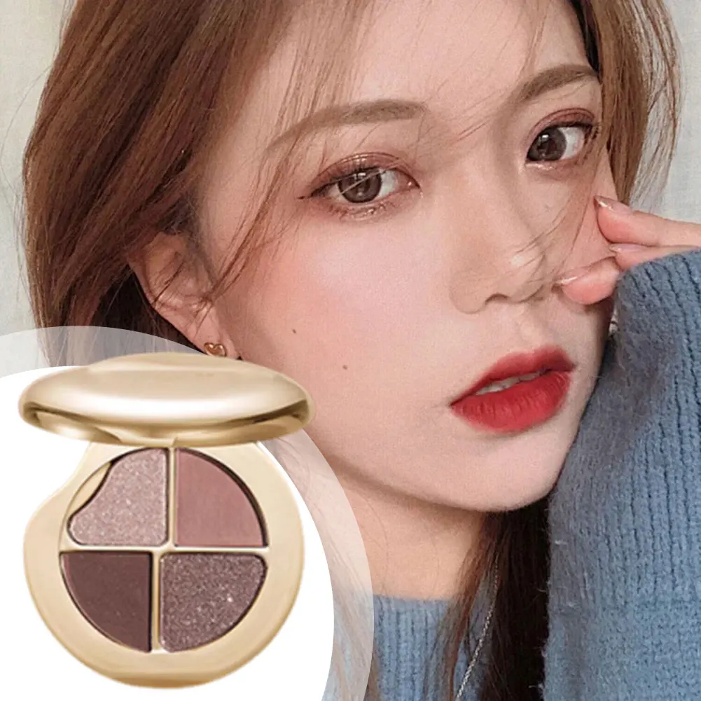 4 Color Eyeshadow Palettes Matte Glitter Highlighter Makeup Waterproof Long Lasting Eye Makeup Tool No Fading Daily Makeup