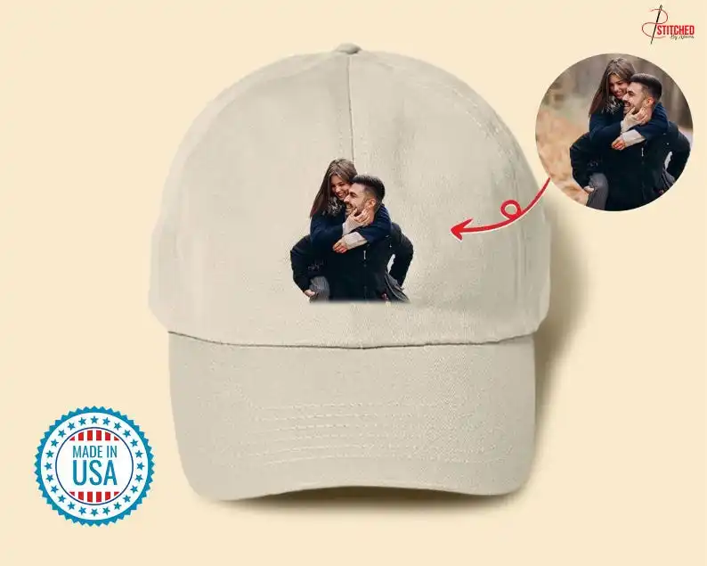 Personalized Photo Baseball Cap, Custom Couple Matching Portrait Printed Sun Hat, Comfort Colors Snapback Cap, Special Birthday