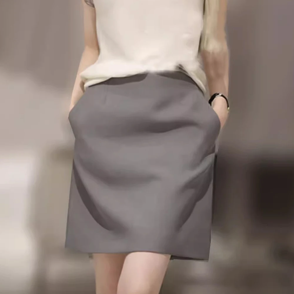 

European Station Half Skirt Women's Spring New Commuting Simple and Elegant Elegance OL Workplace Style High Waist Short Skirt