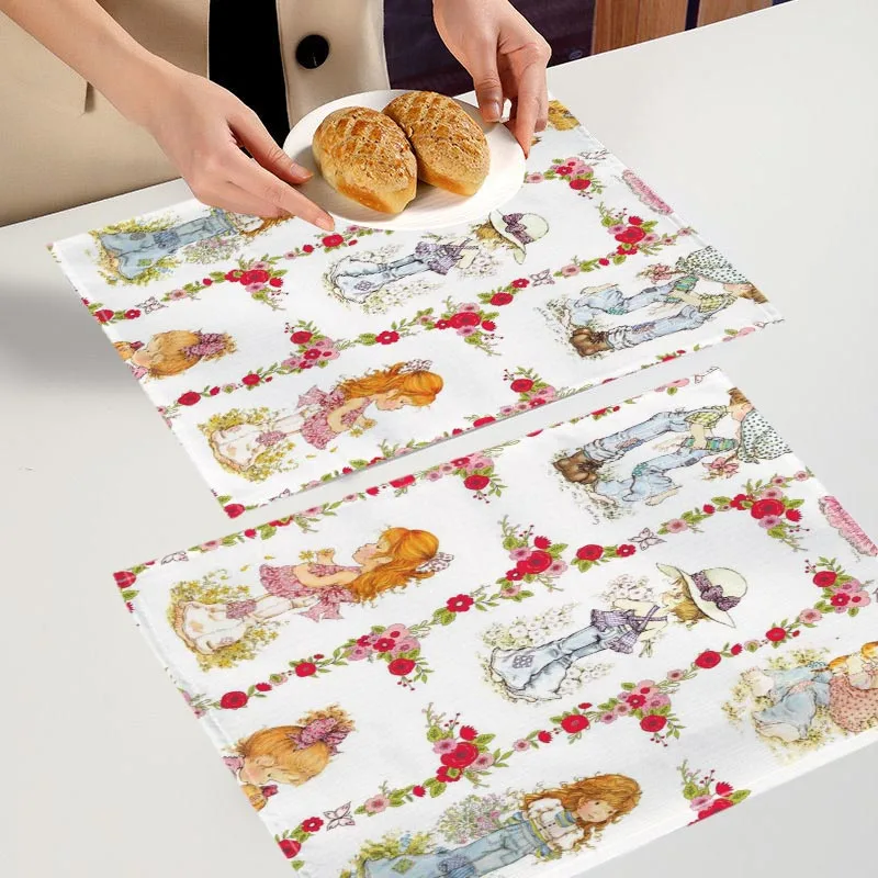 2PC Sarah Kay 02 Placemat Anime Girl For Kitchen Bar Bowl Pad Non-slip Heat Resistant High Quality Linen Table Mat 7.10