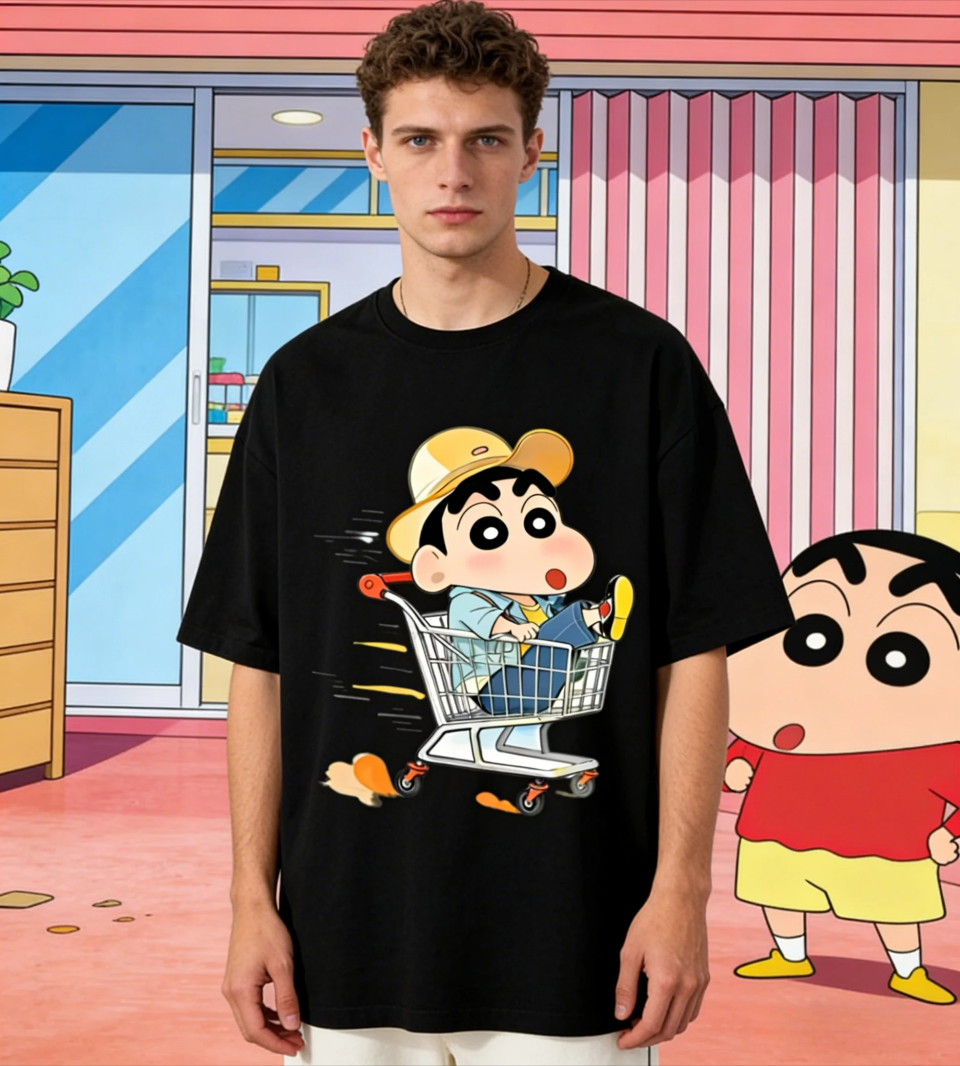 

Летняя футболка с принтом Crayon Shin Chan 2026 для мужчин и женщин, повседневная модная свободная футболка с коротким рукавом