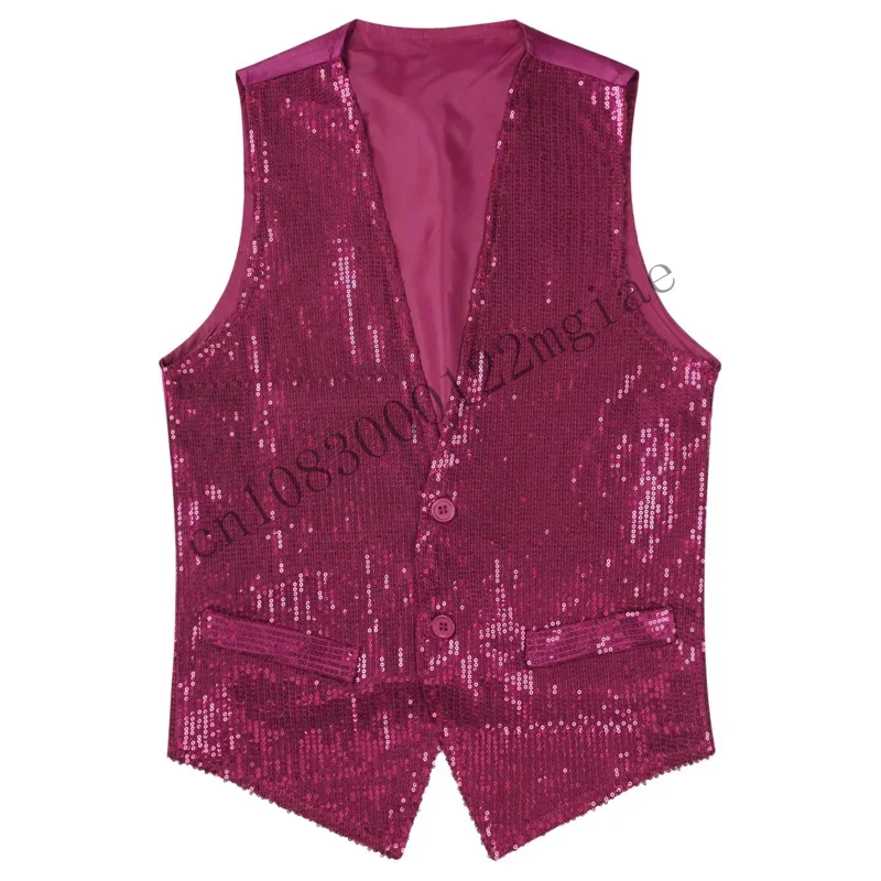 

Mens Womens Shiny Sequin Dance Vest Fashion Sleeveless Tank Top Waistcoat Jacket For Party Club Stage Performance Dancewe CMM221